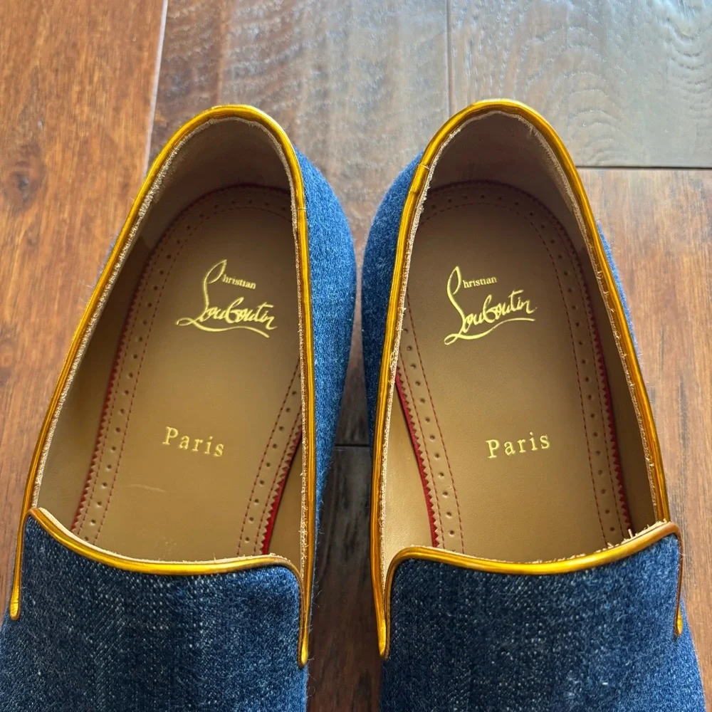 Christian Louboutin Colonnaki Denim Loafers Red Sole | Size EU 43 | NIB